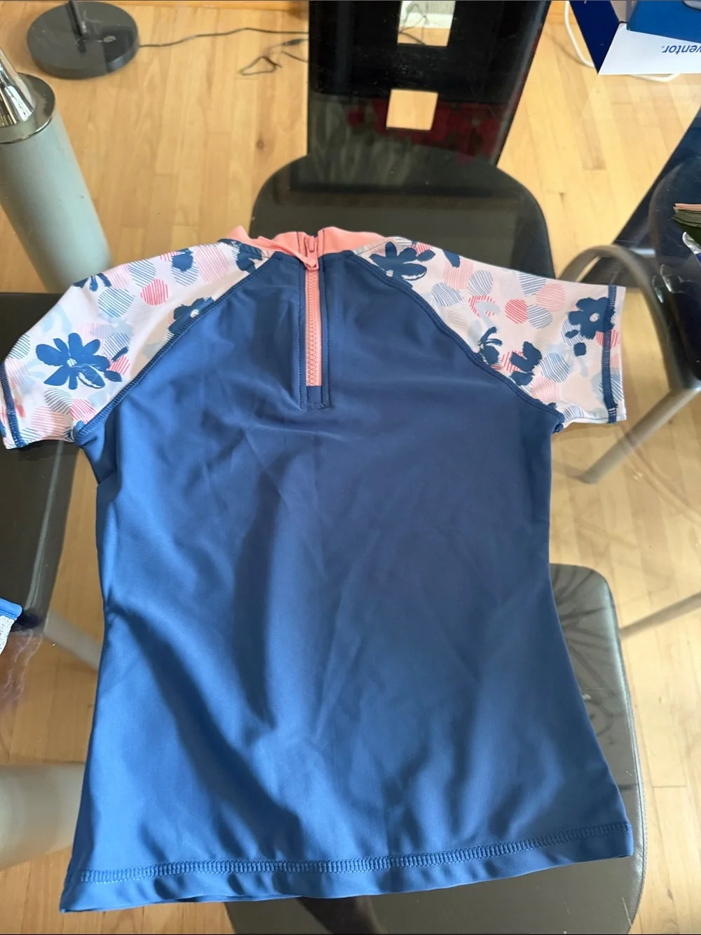 Eddie Bauer Blue and Pink Reversible Floral Girls' 4-Pieces Swim Set